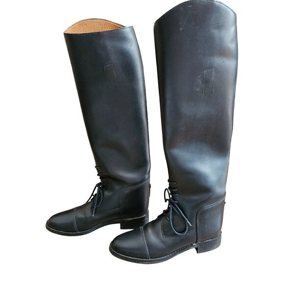 Cavalier Amazonas Black Leather Equestrian Riding Boots Lace-Up Womens‎ 6.5 - Picture 3 of 12